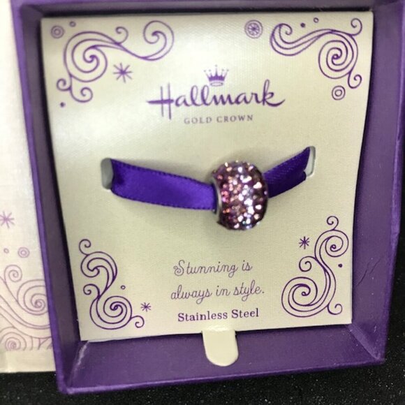 3/$25 NWT Hallmark Stainless Steel Purple Ombre Crystal Charm - Picture 4 of 8